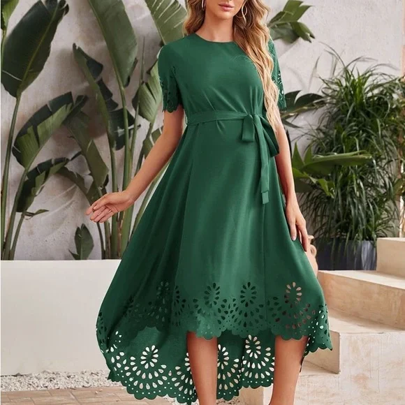 Dress green high low maternity nursery fashion maxi xs - Picture 10 of 13